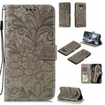 For LG Q Stylo 6 Lace Flower Horizontal Flip Leather Case with Holder & Card Slots & Wallet & Photo Frame(Grey)