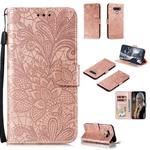 For LG Q Stylo 6 Lace Flower Horizontal Flip Leather Case with Holder & Card Slots & Wallet & Photo Frame(Rose Gold)