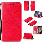 For Nokia C1 Lace Flower Horizontal Flip Leather Case with Holder & Card Slots & Wallet & Photo Frame(Red)