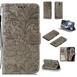 For Nokia C1 Lace Flower Horizontal Flip Leather Case with Holder & Card Slots & Wallet & Photo Frame(Grey)