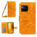 For T-Mobile REVVL 7 Pro 5G Skin Feel Sun Flower Embossed Flip Leather Phone Case with Lanyard(Yellow)