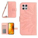 For T-Mobile REVVL 7 5G Skin Feel Sun Flower Embossed Flip Leather Phone Case with Lanyard(Pink)