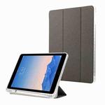 For iPad Air / Air 2 / 9.7 2017 / 2018 Carbon Fiber Clear Acrylic 3-Fold Leather Tablet Case(Grey)