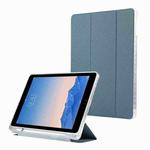 For iPad Air / Air 2 / 9.7 2017 / 2018 Carbon Fiber Clear Acrylic 3-Fold Leather Tablet Case(Blue)