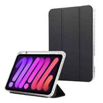 For iPad 10th Gen 10.9 2022 Carbon Fiber Clear Acrylic 3-Fold Leather Tablet Case(Dark Blue)