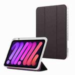 For iPad mini 6 Carbon Fiber Clear Acrylic 3-Fold Leather Tablet Case(Purple)