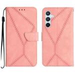 For Samsung Galaxy S25 5G Stitching Embossed Leather Phone Case(Pink)