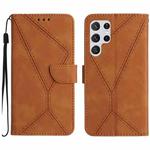 For Samsung Galaxy S25 Ultra 5G Stitching Embossed Leather Phone Case(Brown)