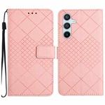 For Samsung Galaxy S25 5G Rhombic Grid Texture Leather Phone Case(Pink)