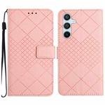 For Samsung Galaxy S25+ 5G Rhombic Grid Texture Leather Phone Case(Pink)