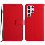 For Samsung Galaxy S25 Ultra 5G Rhombic Grid Texture Leather Phone Case(Red)