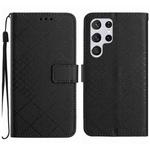 For Samsung Galaxy S25 Ultra 5G Rhombic Grid Texture Leather Phone Case(Black)