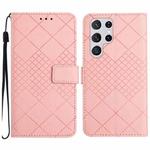 For Samsung Galaxy S25 Ultra 5G Rhombic Grid Texture Leather Phone Case(Pink)