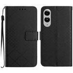 For Samsung Galaxy S25 Edge 5G Rhombic Grid Texture Leather Phone Case(Black)