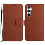 For Samsung Galaxy S25 FE 5G Rhombic Grid Texture Leather Phone Case(Brown)
