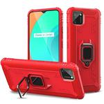 For OPPO Realme C11 Carbon Fiber Protective Case with 360 Degree Rotating Ring Holder(Red)