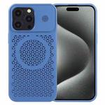 For iPhone 15 Pro Max Pure Color Honeycomb Aromatherapy MagSafe Phone Case(Blue)