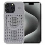 For iPhone 15 Pro Pure Color Honeycomb Aromatherapy MagSafe Phone Case(Grey)