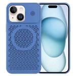 For iPhone 15 Plus Pure Color Honeycomb Aromatherapy MagSafe Phone Case(Blue)