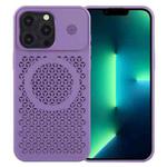 For iPhone 13 Pro Max Pure Color Honeycomb Aromatherapy MagSafe Phone Case(Purple)