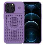 For iPhone 12 Pro Pure Color Honeycomb Aromatherapy MagSafe Phone Case(Purple)