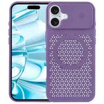 For iPhone 16 Plus Pure Color Honeycomb Aromatherapy MagSafe Phone Case(Purple)