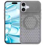 For iPhone 16 Plus Pure Color Honeycomb Aromatherapy MagSafe Phone Case(Grey)