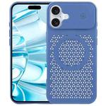 For iPhone 16 Plus Pure Color Honeycomb Aromatherapy MagSafe Phone Case(Blue)