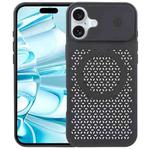 For iPhone 16 Pure Color Honeycomb Aromatherapy MagSafe Phone Case(Black)