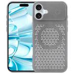 For iPhone 16 Pure Color Honeycomb Aromatherapy MagSafe Phone Case(Silver)