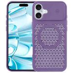 For iPhone 16 Pure Color Honeycomb Aromatherapy MagSafe Phone Case(Purple)