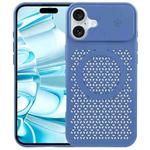 For iPhone 16 Pure Color Honeycomb Aromatherapy MagSafe Phone Case(Blue)