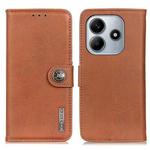 For Redmi Note 14 4G 164.84mm KHAZNEH Cowhide Texture Horizontal Flip Leather Phone Case(Brown)