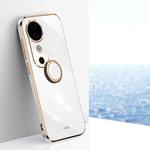 For vivo S19 XINLI Straight 6D Plating Gold Edge TPU Shockproof Case with Ring Holder(White)