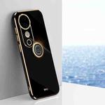 For vivo S19 XINLI Straight 6D Plating Gold Edge TPU Shockproof Case with Ring Holder(Black)