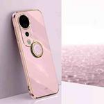 For vivo S19 Pro XINLI Straight 6D Plating Gold Edge TPU Shockproof Case with Ring Holder(Cherry Purple)