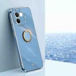 For vivo V30E XINLI Straight 6D Plating Gold Edge TPU Shockproof Case with Ring Holder(Celestial Blue)