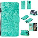 For Xiaomi Redmi 9 Lace Flower Horizontal Flip Leather Case with Holder & Card Slots & Wallet & Photo Frame(Green)