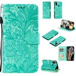 For Samsung Galaxy M51 Lace Flower Horizontal Flip Leather Case with Holder & Card Slots & Wallet & Photo Frame(Green)
