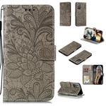 For Samsung Galaxy Note20 Lace Flower Horizontal Flip Leather Case with Holder & Card Slots & Wallet & Photo Frame(Grey)