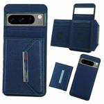 For Google Pixel 6 Pro Solid Color Metal Buckle Card Slots Bag Phone Case(Blue)