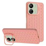 For Xiaomi Redmi 13C Honeycomb Radiating Lens Holder TPU Phone Case(Pink)