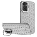 For Xiaomi Redmi Note 11 Global Honeycomb Radiating Lens Holder TPU Phone Case(Grey)