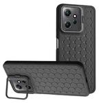 For Xiaomi Redmi Note 12 4G Global Honeycomb Radiating Lens Holder TPU Phone Case(Black)