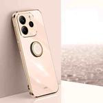 For Redmi Note 14 4G 163.25mm XINLI Straight Edge 6D Electroplate TPU Phone Case with Ring Holder(Pink)