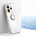 For Redmi Note 14 4G 163.25mm XINLI Straight Edge 6D Electroplate TPU Phone Case with Ring Holder(White)
