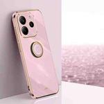 For Redmi Note 14 5G Global XINLI Straight Edge 6D Electroplate TPU Phone Case with Ring Holder(Cherry Purple)