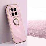 For Redmi Note 14 Pro 4G Global XINLI Straight Edge 6D Electroplate TPU Phone Case with Ring Holder(Cherry Purple)