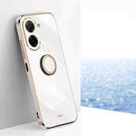 For Redmi A5 4G 171.7mm / Poco C71 XINLI Straight Edge 6D Electroplate TPU Phone Case with Ring Holder(White)