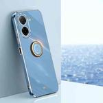For Redmi A5 4G 171.7mm / Poco C71 XINLI Straight Edge 6D Electroplate TPU Phone Case with Ring Holder(Celestial Blue)